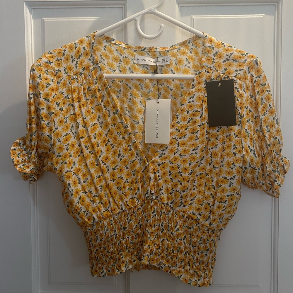 NWT Faithfull The Brand crop top in yellow floral